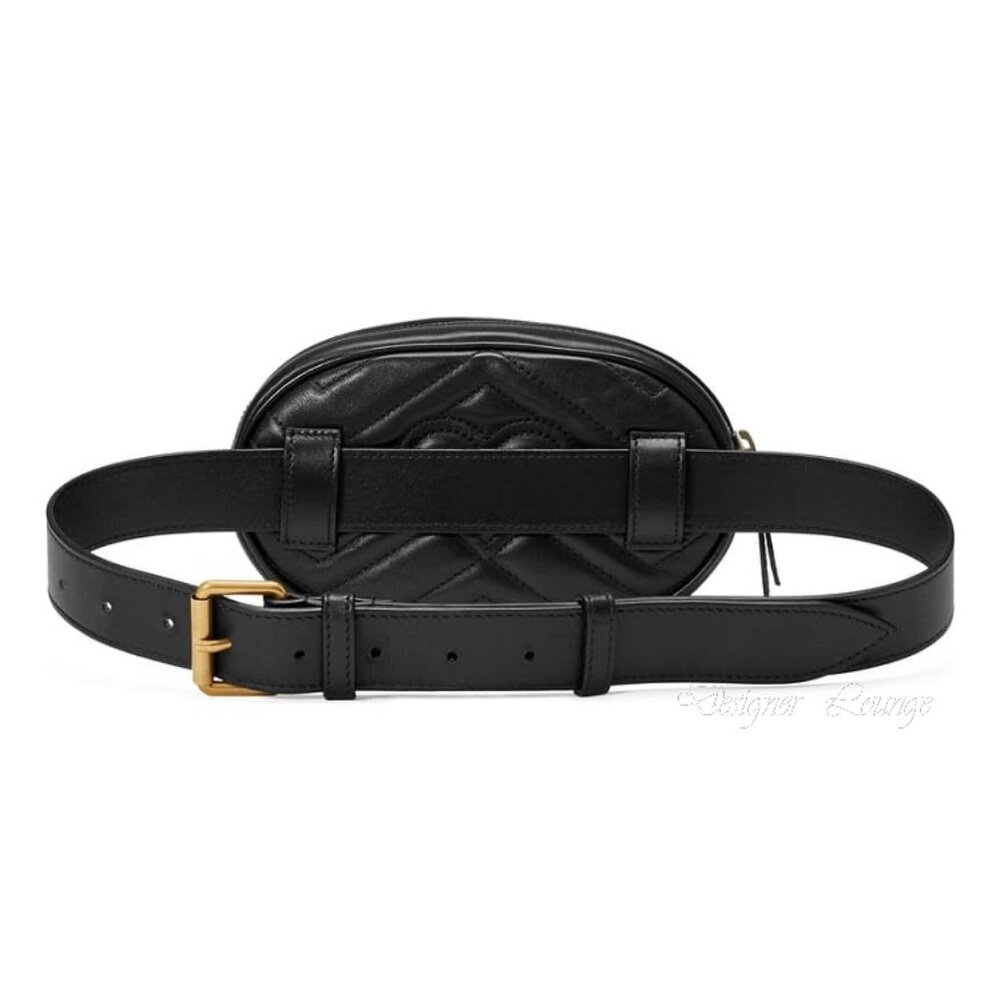 NEW GUCCI GG Marmont Matelasse Chevron Heart Black Leather Belt Bag Sz 85 cm - Picture 4 of 16